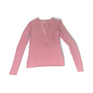 Tommy Hilfiger Baby Pink Ribbed 1/4 Zip Sweater Y2K 2000’s size Small